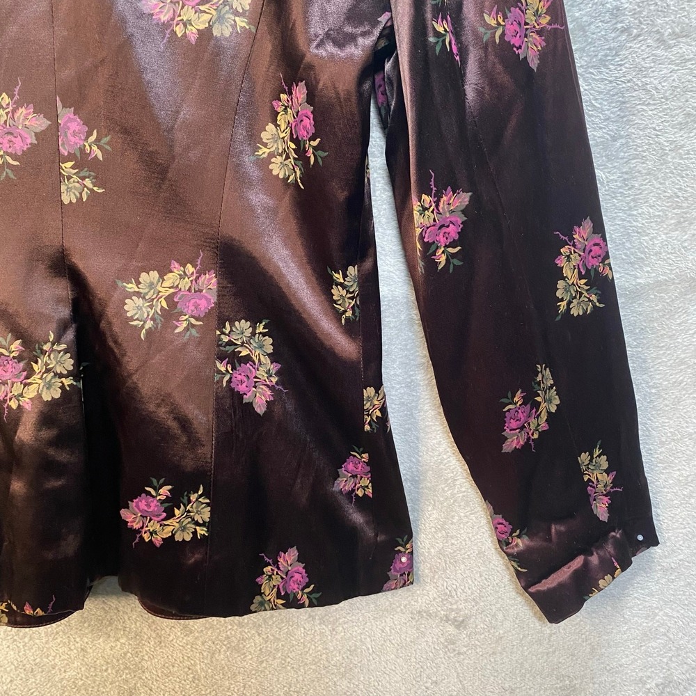 Vintage Satin Blazer Womens Size 6 Floral Indie Fairy Grunge Dark Romantic Y2k - Picture 5 of 9